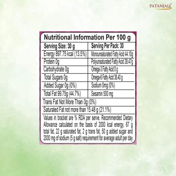 Patanjali Virgin Sesame Oil: Nature's Culinary Nutrient - Image 9