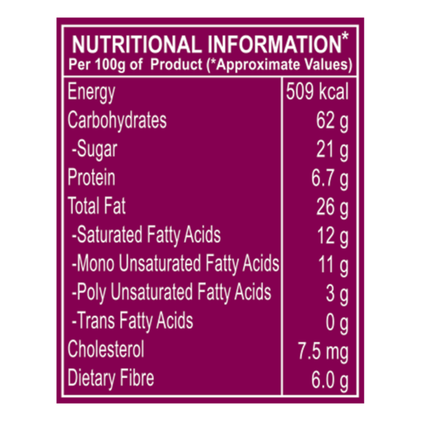 PATANJALI CASHEW COOKIES nutritional information